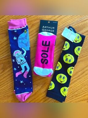 NEW Crazy socks- 3 pair - Smiley Face, Bad Astronaut, Sole Mate